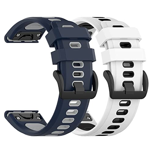 FitTurn Wrist Strap Compatible for Coros Vertix Watch Bands (Not for Vertix 2), Sport Soft Silicone Flexible Watch Strap for Coros Vertix Smart Watch Quick Fit Silicone Band Strap (Blue+White)
