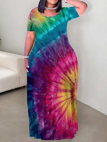 Image of Plus Size Maxi Dresses for Curvy Women T-Shirt Summer Sun Dresses Loose Fit