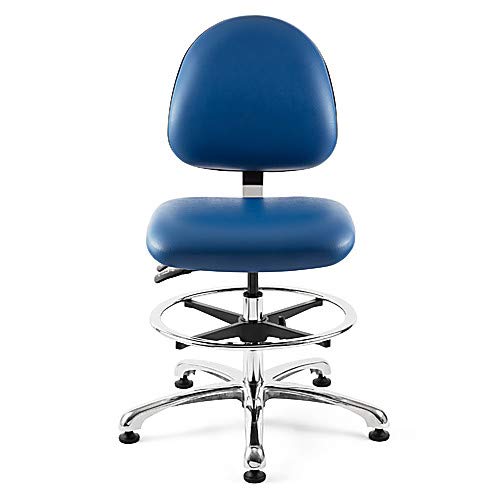 9552MC1KC00C0 Class 10 Certified Cleanroom Chair, Lever 2, 21-1/2" to 31-1/2" Height Adjustment, Black