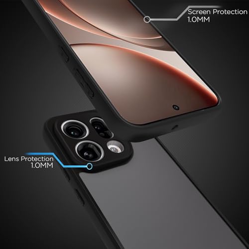 Image of RIGGEAR Shockproof Sleek Hybrid Armor Back Cover Case for Oppo Find X9 5G (Smoke Black Matte PC + Black TPU Bumper)