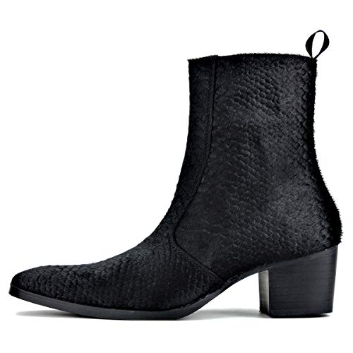 Dress Boot for Men Ankle Chelsea Heel Stylish Combat Casual Walking Motorcycle Side Zipper CD-JY021-A-R2