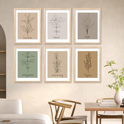 Image of kotart Kitchen Herbs Digital Painting for Restaurant Wall Decoration - Minimal Cooking Art Prints Living Room Bedroom Office Decor (14X20 Inch, F) Pack of 6