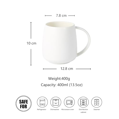 Taza de Cerámica Blanca con Asa 380ml Capacidad Grande miniatura 3