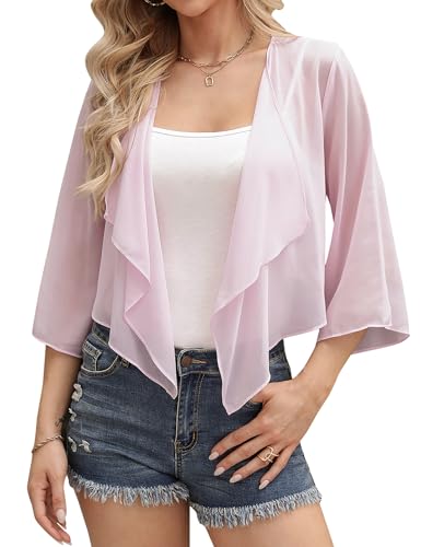 Aottori Damen Bolero Chiffon Cardigan Leichte Kurze Festliche Bolerojacke...