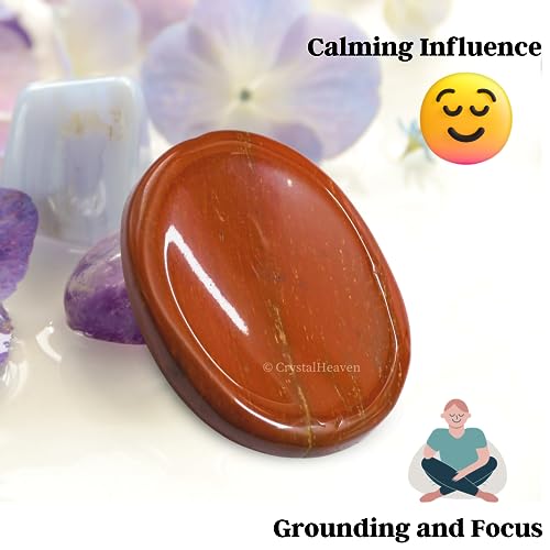 Image of Certified Red Jasper Crystal Thumb Worry Pebbles Stones for Anxiety Massage