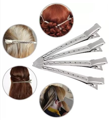 KRYTONE 12pcs Professional Hairdressing Steel Hair Clips(Silver)