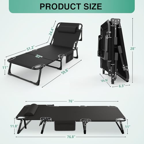 Suteck-Folding-Camping-Cot-Adjustable-52-Positions-Reclining-Portable-Outdoor-Cot-Heavy-Duty-Sleeping-Bed-Cots-wPillow-Mat-Carry-Bag-Chaise-Lounge-Chair-for-Home-Office-Nap-Beach-Pool-Patio-Travel