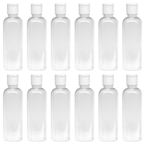 Image of MAPPERZ Empty Clear Refillable Bottles Travel Size, Cosmetic Containers Small Leak Proof Squeeze Bottles with White Flip Top Cap for Toiletries, Shampoo, Round, 100ml, Pack of 12