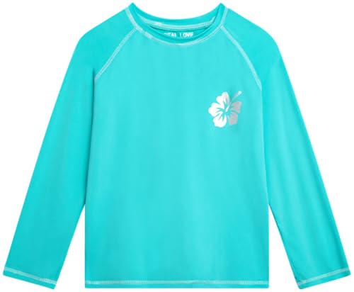 Image of Real Love Toddler Girls Rash Guard - Quick Dry Sun Protection Girls Swim Shirt Long Sleeve Rash Guard Kids Swim Top (2T-16)