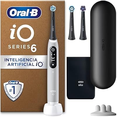 Oral-B iO 6 Cepillo De Dientes Eléctrico Gris, 3 Cabezales, 1 Estuche De Viaje, Diseñado Por Braun
