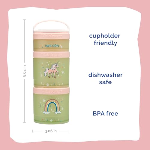 Image of Whiskware Stackable Snack Containers for Kids and Toddlers, 3 Stackable Snack Cups for School or Travel, Unicorn(Pack of 1)