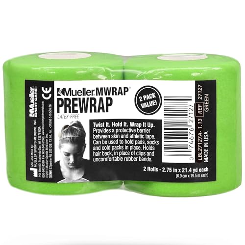 Image of Mueller Sports Medicine MWrap, Pre Wrap, Athletic Tape Underwrap for Sports, Hair, Ankles, Wrist, Hands and Knees, Water-Resistant, Latex Free, 2.75 inch x 21.4 Yards Per Roll, 2 Rolls