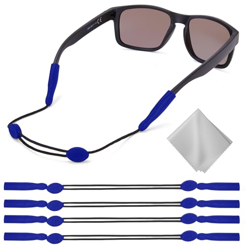 Image of Buyisgle Eye Glasses Holder Strap - Adjustable Sunglasses Straps Cords for Men Women - Eyeglass Holders Around Neck - Eyewear String Lanyard Retainer -4PCS（14in Blue
