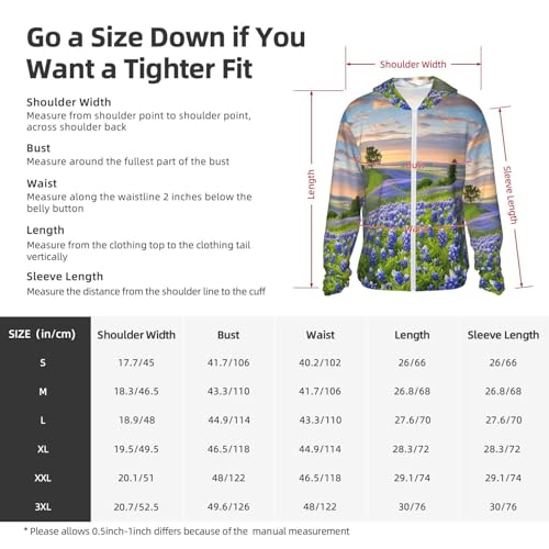 UPF 50+ Sun Protection Hoodie Long Sleeve Texas Bluebonnets Scenery Sun Shirt Rash Guard Fishing Shirts for Men2