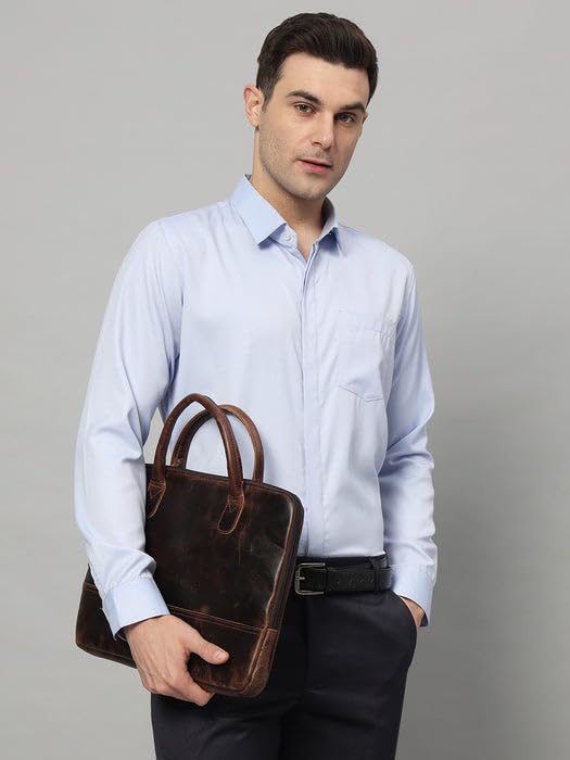 Image of MaheTri Modernist Genuine Leather Laptop Bag (Up to - 15.6 inch) for Men & Women | Unisex Lightweight Leather Briefcase with Adjustable Strap | Multiple card Slots With Zipper Pockets