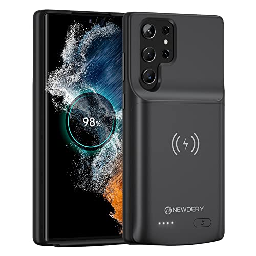 NEWDERY Batterifodral för Samsung Galaxy S22 Ultra, 4 800 mAh laddningsfodral, uppladdningsbart utökat laddningsfodral, bärbar powerbank backup (stöder Qi trådlös laddning) för Samsung Galaxy S22
