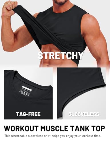 TACVASEN Herren Ärmelloses Tank Top Achselshirts Sport UPF 50+ UV Tshirt Schnelltrocknend Muskelshirts Fitness für Running Jogging Gym (XL, Schwarz) 6