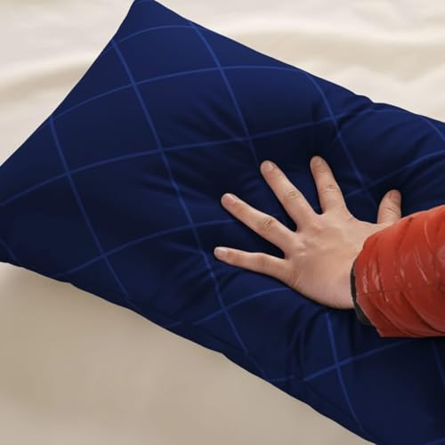 Image of Microfiber Pillows Set of 2 Height Adjustable with Stripes for Sleeping | Set of 2| 41x61 cm (2, Blue, (2, Blue, King (U.K. Standard))