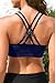 Navy Blue Women Sports Bra Bikini Top - Scoop Neck Criss Cross Back Swim Top Spaghetti Straps Bathing Suit Top Only 2025 M