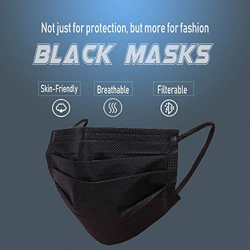 Image of Wecolor 120PCS Black Masks, Disposable Face Mask, 3 Ply Protection Masks