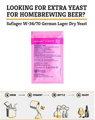 Craft A Brew - SafLager W-34/70 Yeast - German Lager Dry Yeast - For Craft Lagers - Ingredients for Home Brewing - Beer Making Supplies - [1 Pack]