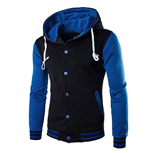 Sweat a Capuche Homme Automne Hiver Épaisse Zippé Poches Pulls, Gilets et Sweats Homme Travail Sport Respirant Top Homme Mode Marqe Casuals Pas Cher Veste Homme Halloween Bleu L
