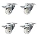 Nylon Swivel Top Plate Caster Set of 4 with 3 Inch White Wheels - Includes 4 Swivel with Total Lock Brakes - 1200 lbs. Total Capacity - Service Caster Brand