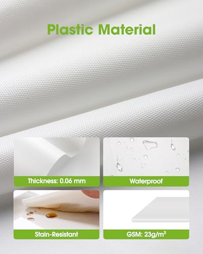 Image of Pureegg Plastic Table Cloth 20 Pack, 54 x 108 Inch Disposable Table Cloths for Party, Picnic and Wedding, Rectangle, White