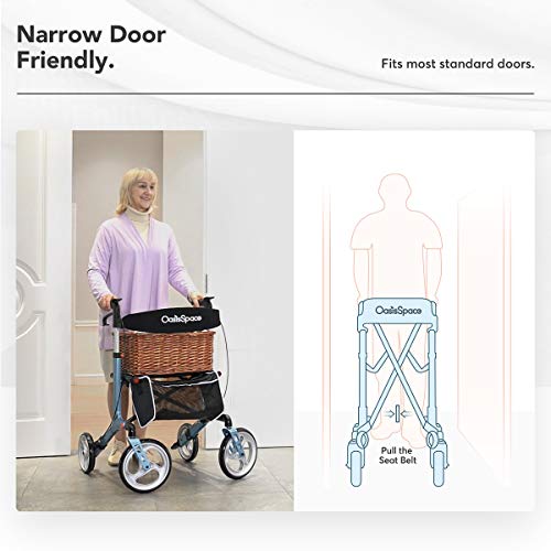 OasisSpace Aluminum Rollator Walker with Seat, Folding Rollator Walker