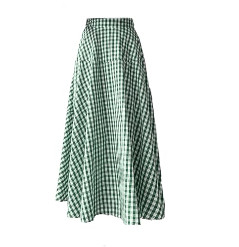 Falda de cuadros estilo japonés para mujer, cintura alta, para trabajo, acampanada, estilo casual, En8, M