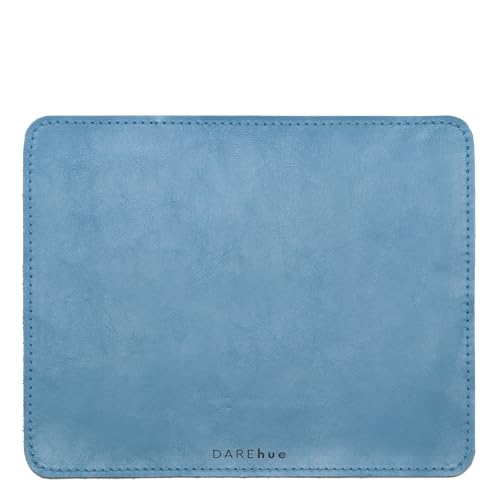 DAREhue - Genuine Leather Mouse Pad (Sky Blue, Large)