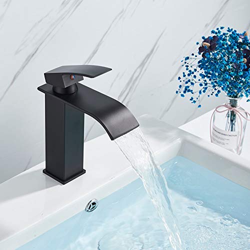 Waterval kraan voor badkamer wastafel zwart, hoge wastafelkraan, waterval mono wastafelmengkraan, aanrecht wastafelkraan, badkamer wastafel kraan messing met 2 slangen (chroom Waterval kraan voor badkamer wastafel zwart, hoge wastafelkraan, waterval mono wastafelmengkraan, aanrecht wastafelkraan, badkamer wastafel kraan messing met 2 slangen (chroom