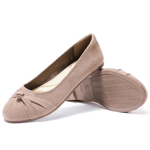 Image of Veittes Women's Wide Width Flat Shoes, Dressy Round Toe Slip On, Soft Comfortable Office Work Daily Walking Ballet Flats.