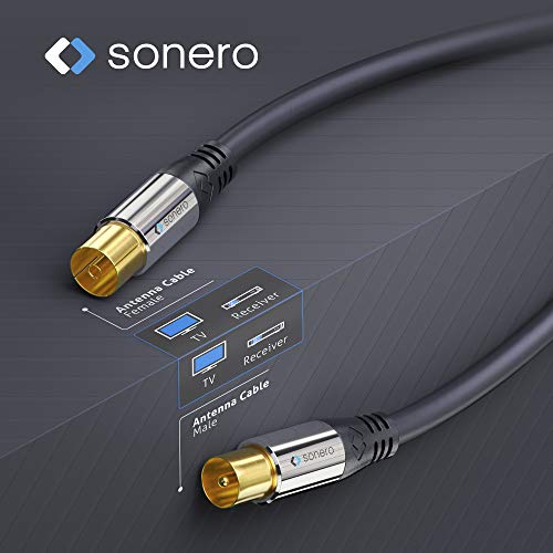 sonero Sat Antenna Cable Coaxial Cable Satellite TV Cable 1.5 m 2 Times Shielded for HDTV Receiver, Internet, Satellite, Dab - Image 3