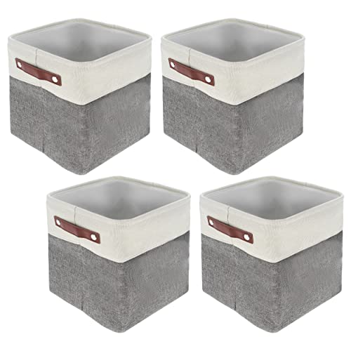 Image of Creekview Home Emporium Fabric Cube Storage Bins 4 Pack - 10 x 10in White/Gray Foldable Storage Cubes for Organization