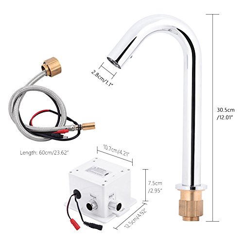 Grifos de Lavabo, Grifo de Sensor Automático de Manos Libres, Llave de Infrarrojos Automático de Latón Grifo Baño con Manguera, de Ahorro de Agua para Lavabo de Baño Fregadero de Cocina