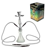  HIBRON ® Cachimba 45cm Narguile Cristial Shisha Hookah Pipa de Agua Diseño Diamante Waterpipe (Blanco, 2 Mangueras)
