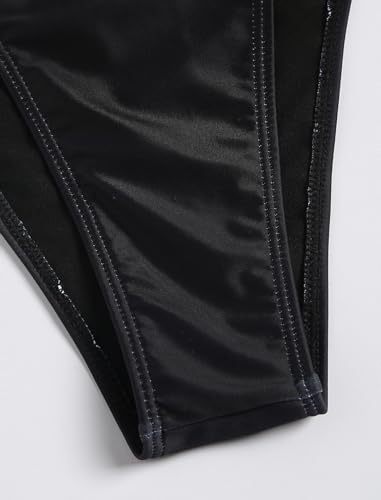 Image of ZAFUL Women Plunging One Piece Swimsuit Backless Cross Tie High Cut Thong One-Piece Bathing Suit