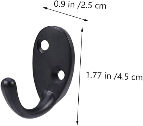 Miniatura 2 de Yardwe Perchero de metal negro de un solo gancho montado en la pared, ganchos de pared resistentes, 1 juego de ganchos de pared para colgar abrigos,