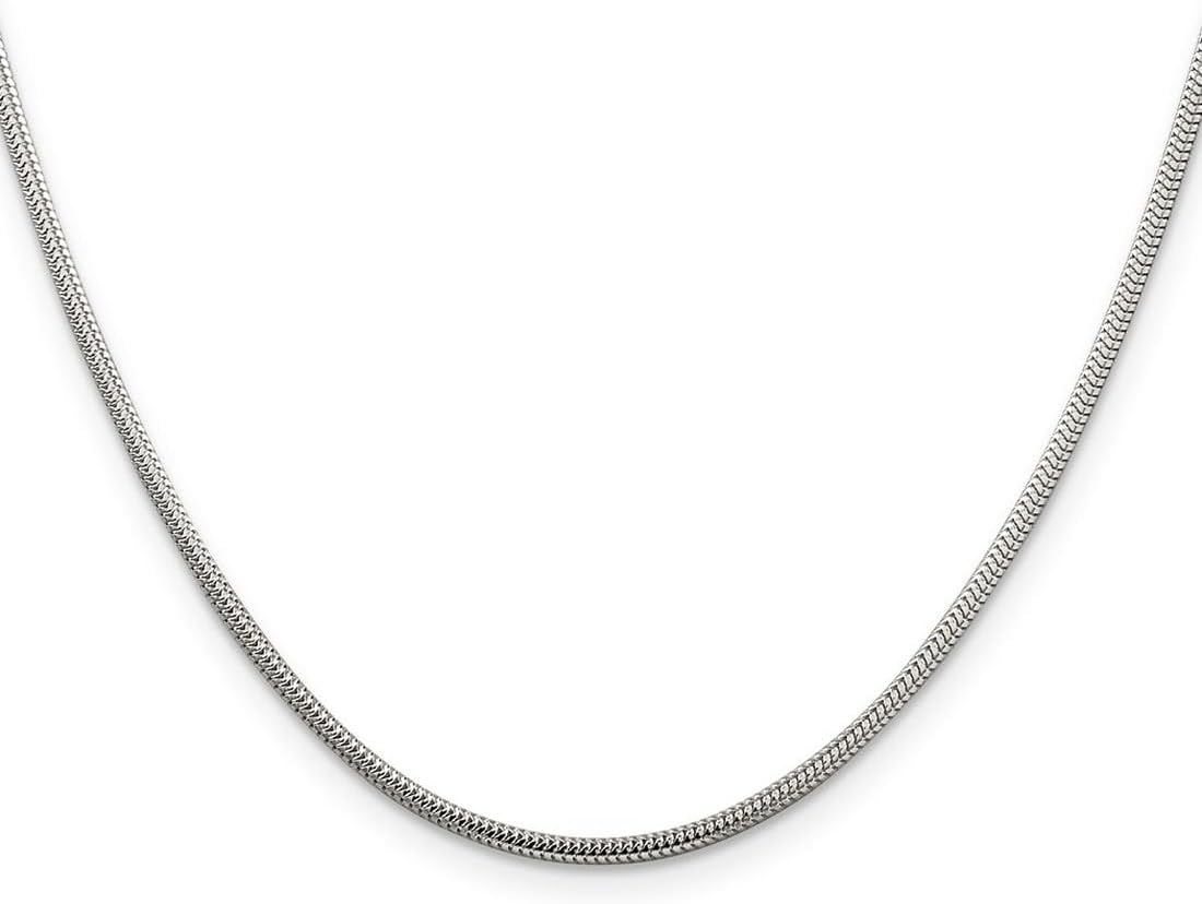 JewelryWeb 925 Sterling Silver Polished 2mm Round Snake Chain Bracelet Lobster Claw Snake Charm Bracelet for Women and Men