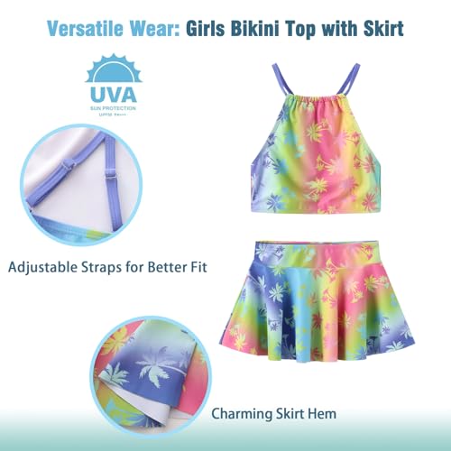 Image of Girls 3 Piece Swimsuits for Teen Girls Bikini Set with Skirt Hawaiian Bathing Suits Beach Swimwear 3-16 Years