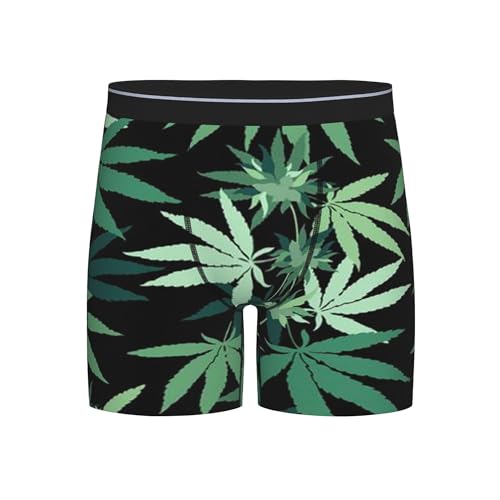 Weed marijuana leaf Adult Extended Boxer Briefs Men's Square Underpants Stretch Long Trunks