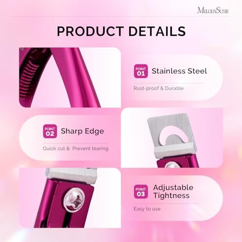 MelodySusie Acrylic Nail Clippers with 15pcs Magnet Sizers, Professional Nail Clippers Cutters for Long Acrylic Gel Nails Tips, Adjustable Stainless Nail Trimmer, Manicure Tool for Salon Home, Plum