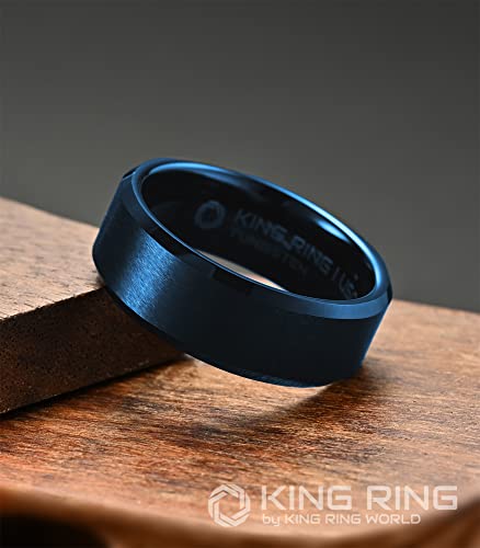 King Ring 8Mm Tungsten Ring – Super Polished Matt Finish Tungsten Rings For Men And Woman, Everyday Mens Rings, Mens Wedding Ring, Mens Wedding Band – Blue 9 #TOP2