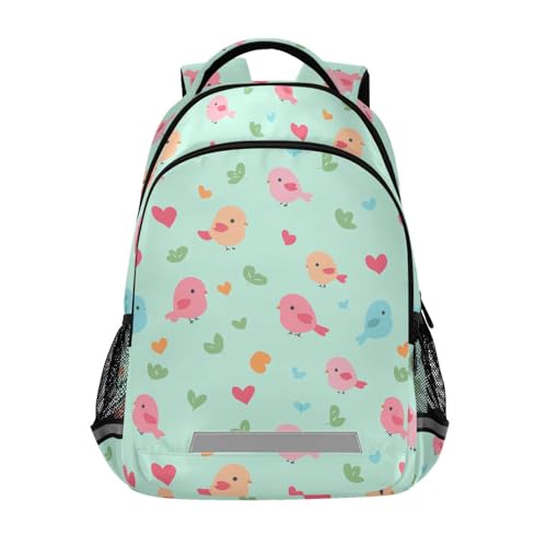 KLL Happy Cartoon Bird Green Designed kids backpacks for girls with chest strap book bags for men bolso escolar para adolecente