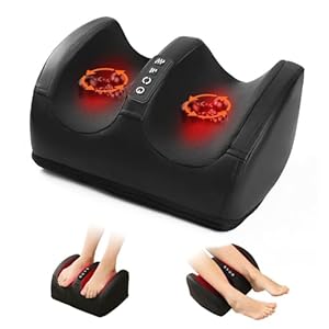 Foot and Leg Massager,Heated Foot Massager for Plantar Fasciitis Pain Relief,3D Shiatsu Rollers with Adjustable Heat for Plantar Fasciitis,5 Modes,Enhances Blood Circulation (Black)