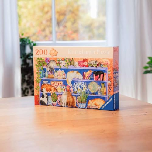 Ravensburger Feel Well - Cats on Shelf - Rompecabezas de 200 piezas | Piezas más gruesas, formato de imagen grande e incluye soporte | Rompecabezas premium hecho en Europa miniatura 3