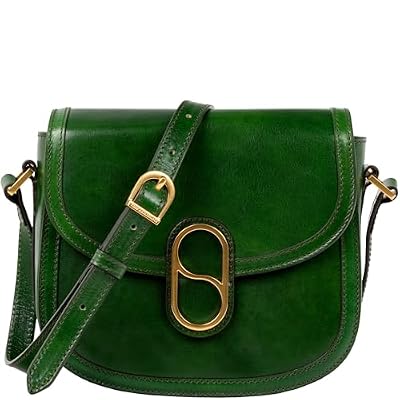 Time Resistance Borsa a Tracolla in Pelle Pieno Fiore – Borsa a Spalla con Chiusura Magnetica – Borsa in Pelle da Donna (Verde)
