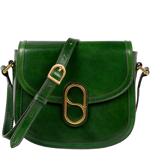 Image of Time Resistance Full-Grain Leather Crossbody Bag - Shoulder Bag with Magnetic Closure - Leather Messenger Bag for Women