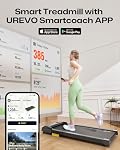 UREVO Under Pad de bureau de marche tapis roulant 4 MPH Vitesse, 2.5 HP 40 dB Quiet Motor (pour l'appartement), 5-Layer Ceinture antidérapante, Smart App (Musique/Concours), Télécommande/LED, Idéal pour la maison & Bureau
